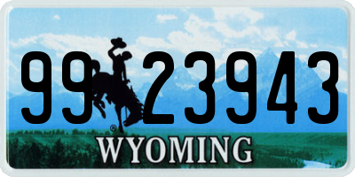 WY license plate 9923943