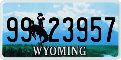 WY license plate 9923957