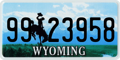 WY license plate 9923958