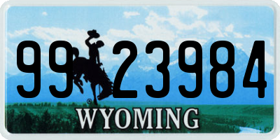WY license plate 9923984