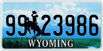 WY license plate 9923986