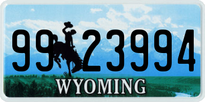 WY license plate 9923994