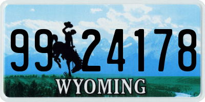 WY license plate 9924178