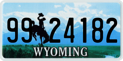 WY license plate 9924182