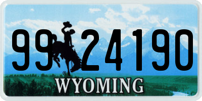 WY license plate 9924190