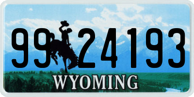 WY license plate 9924193