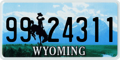 WY license plate 9924311