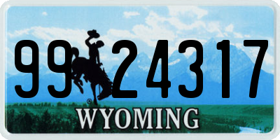 WY license plate 9924317