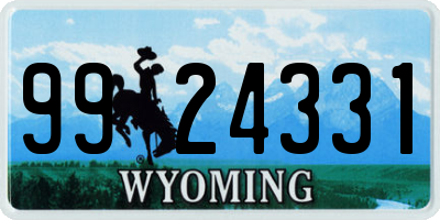 WY license plate 9924331