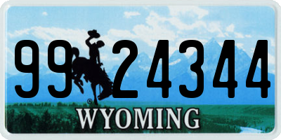 WY license plate 9924344