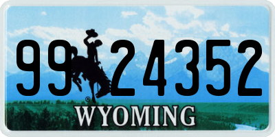 WY license plate 9924352
