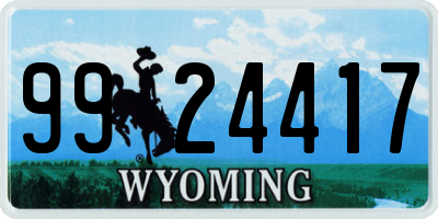 WY license plate 9924417