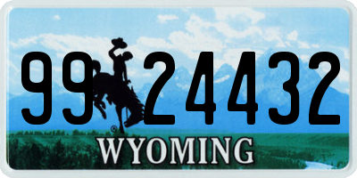 WY license plate 9924432