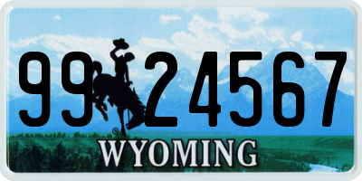 WY license plate 9924567
