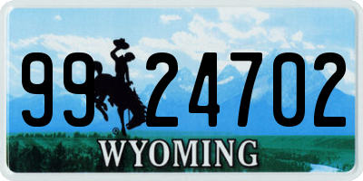 WY license plate 9924702