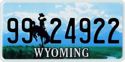 WY license plate 9924922