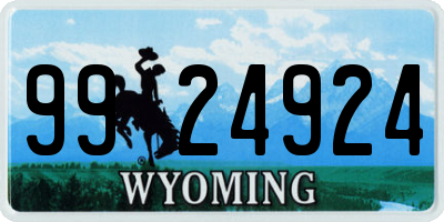 WY license plate 9924924