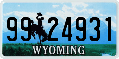 WY license plate 9924931