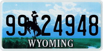 WY license plate 9924948