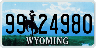 WY license plate 9924980