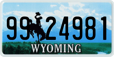 WY license plate 9924981