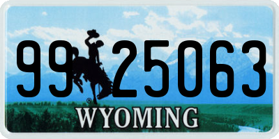 WY license plate 9925063