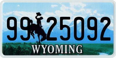 WY license plate 9925092
