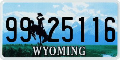 WY license plate 9925116