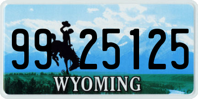 WY license plate 9925125
