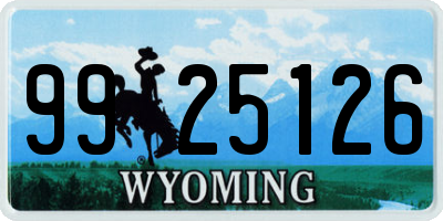 WY license plate 9925126