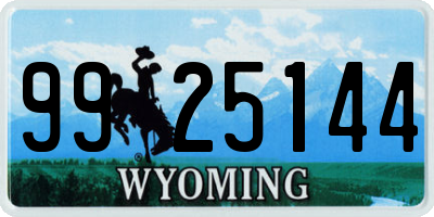 WY license plate 9925144