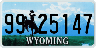 WY license plate 9925147