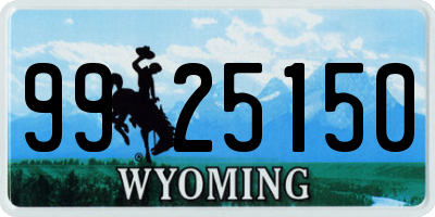 WY license plate 9925150
