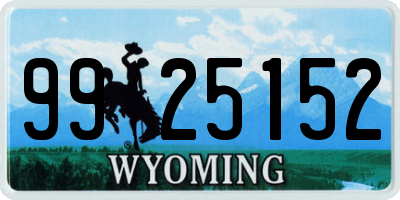 WY license plate 9925152