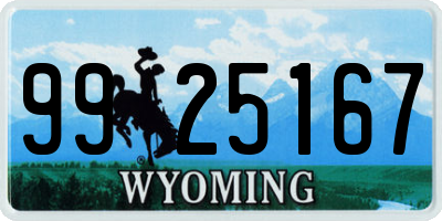 WY license plate 9925167