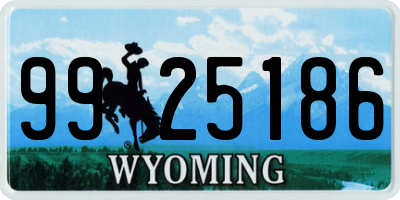 WY license plate 9925186