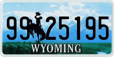 WY license plate 9925195