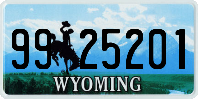 WY license plate 9925201