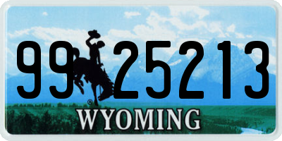 WY license plate 9925213