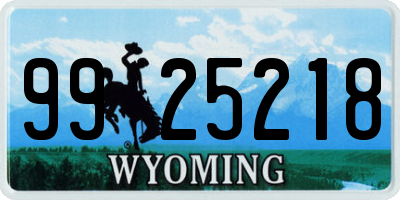 WY license plate 9925218