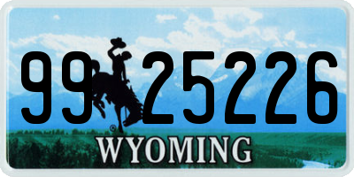 WY license plate 9925226