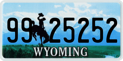 WY license plate 9925252
