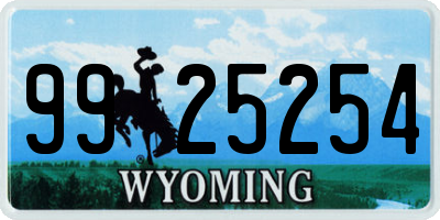 WY license plate 9925254