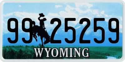WY license plate 9925259