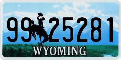 WY license plate 9925281