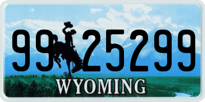 WY license plate 9925299