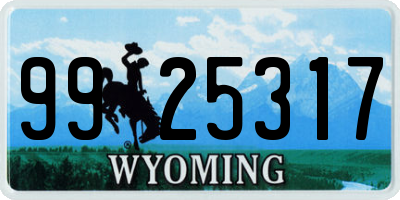 WY license plate 9925317