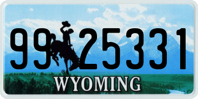 WY license plate 9925331