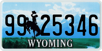 WY license plate 9925346