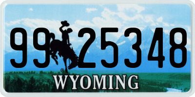 WY license plate 9925348